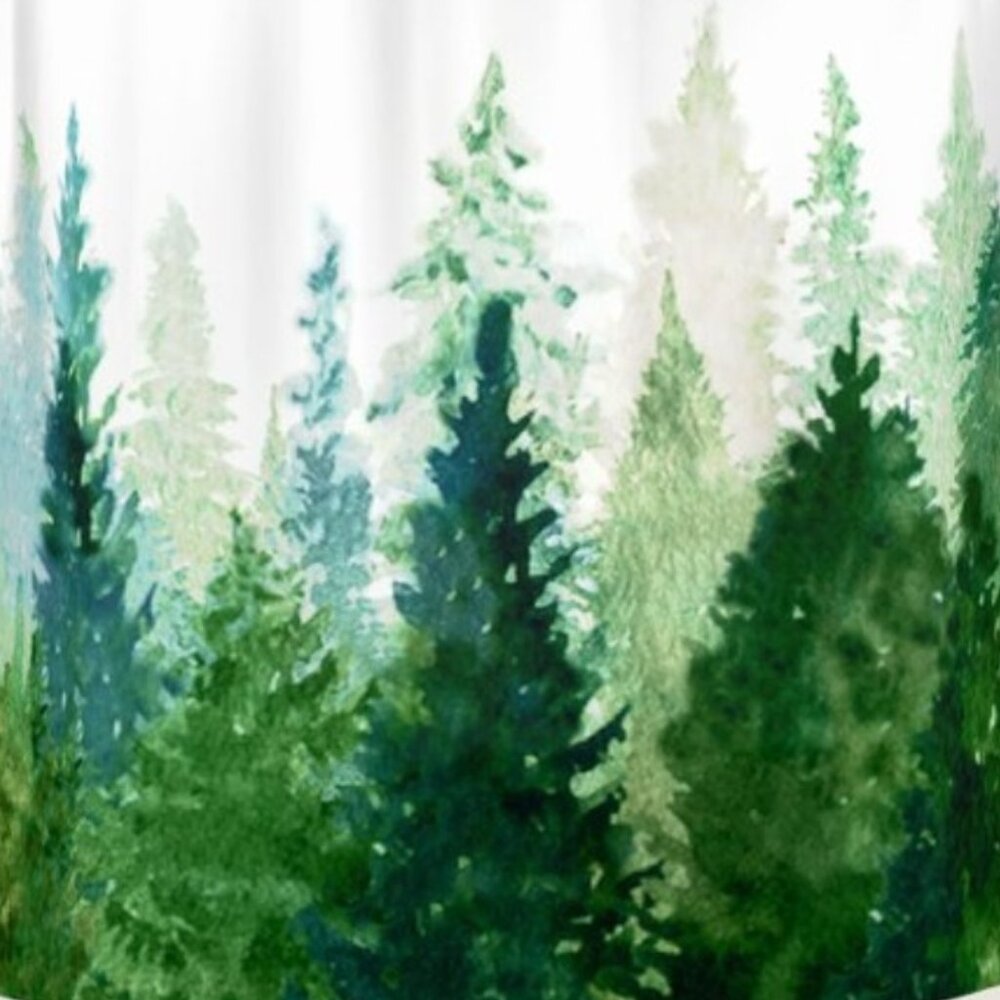 Society6 Landscape Evergreen Trees Fabric Shower Curtain - 71"x74" - Picture 2 of 5